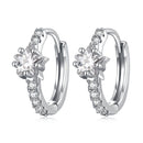 925 Sterling Silver Earrings with Pavé Setting CZ, Platinum Plated, 1.3x0.4cm, for Women