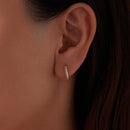925 Sterling Silver Plated White Gold Earrings Size 1.4x0.2cm for Women