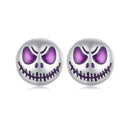 925 Sterling Silver Enamel Oxidized Earrings - 8mm for Women