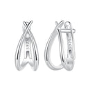 925 Sterling Silver Earrings 1.2x0.6cm with White Gold Plating for Women