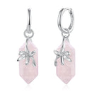 925 Sterling Silver Earrings with Natural Crystal and White Gold Plating