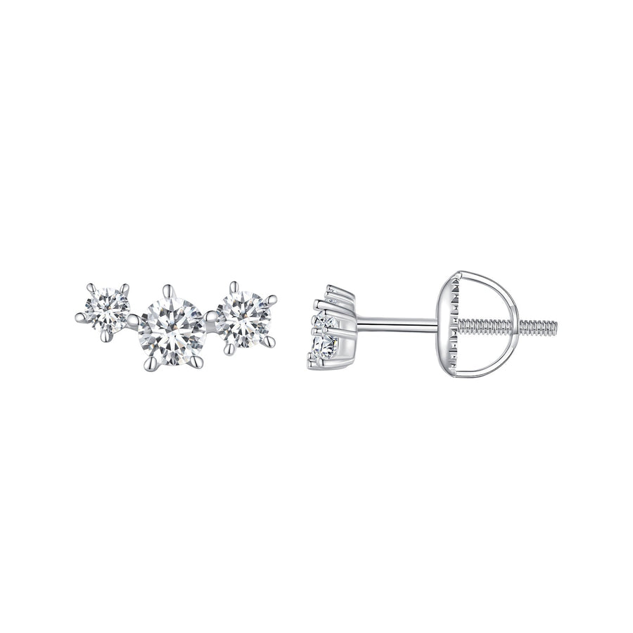 925 Sterling Silver Moissanite 0.01 Carat Earrings Size 4*9mm for Women