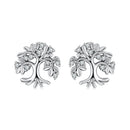 925 Sterling Silver Earrings with Pave Setting CZ - Oxidized Finish - 0.9cm