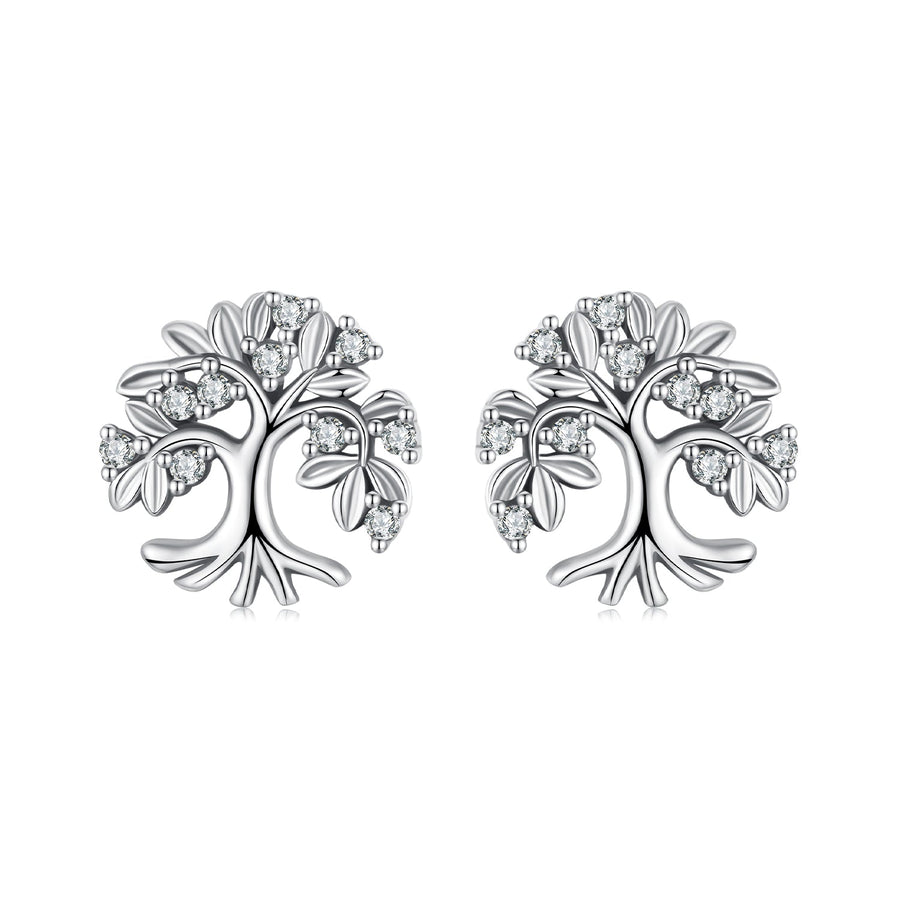 925 Sterling Silver Earrings with Pave Setting CZ - Oxidized Finish - 0.9cm