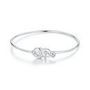 925 Sterling Silver Bracelet with CZ, 17mm, White Gold Plated, For Women