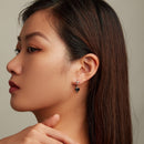 925 Sterling Silver Earrings with Pavé Setting CZ - Oxidized Silver - 2.3cm x 0.9cm - For Women