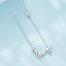 925 Sterling Silver Necklace with CZ Pendant, 450mm Length, Platinum Plated, for Women