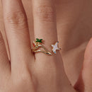 925 Sterling Silver Enamel Pavé Setting CZ Gold Plated Ring for Women
