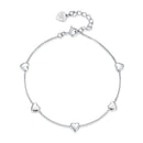 925 Sterling Silver Plated White Gold 17+3.5cm Heart-Shaped Bracelet for Women