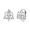 925 Sterling Silver White Gold Plated Pavé CZ 1.5x1.2cm Hoop Earrings for Women