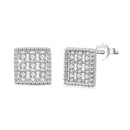 925 Sterling Silver 0.8cm Pavé Setting CZ White Gold Plated Earrings for Women