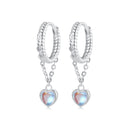 925 Sterling Silver White Gold Plated Moonstone Earrings 23x5mm for Women