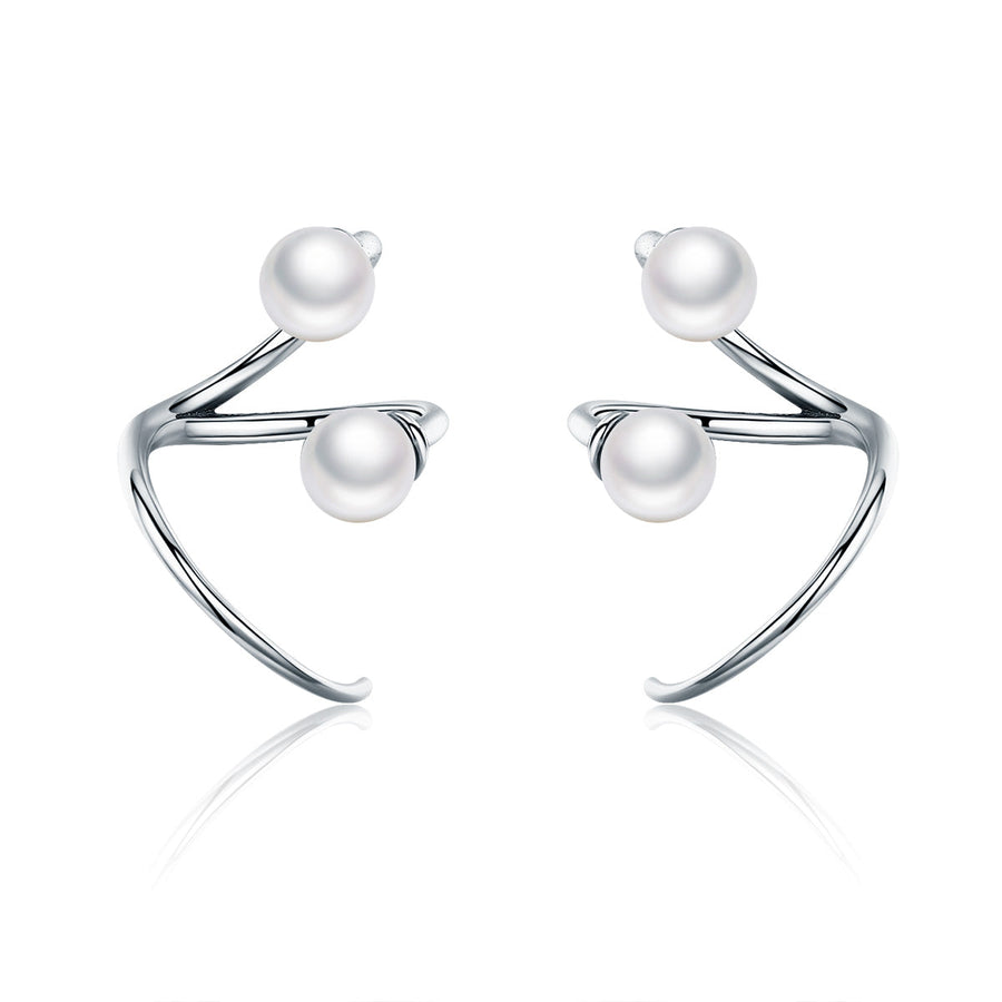 925 Sterling Silver Oxidized Earrings with Shell Pearl for Women