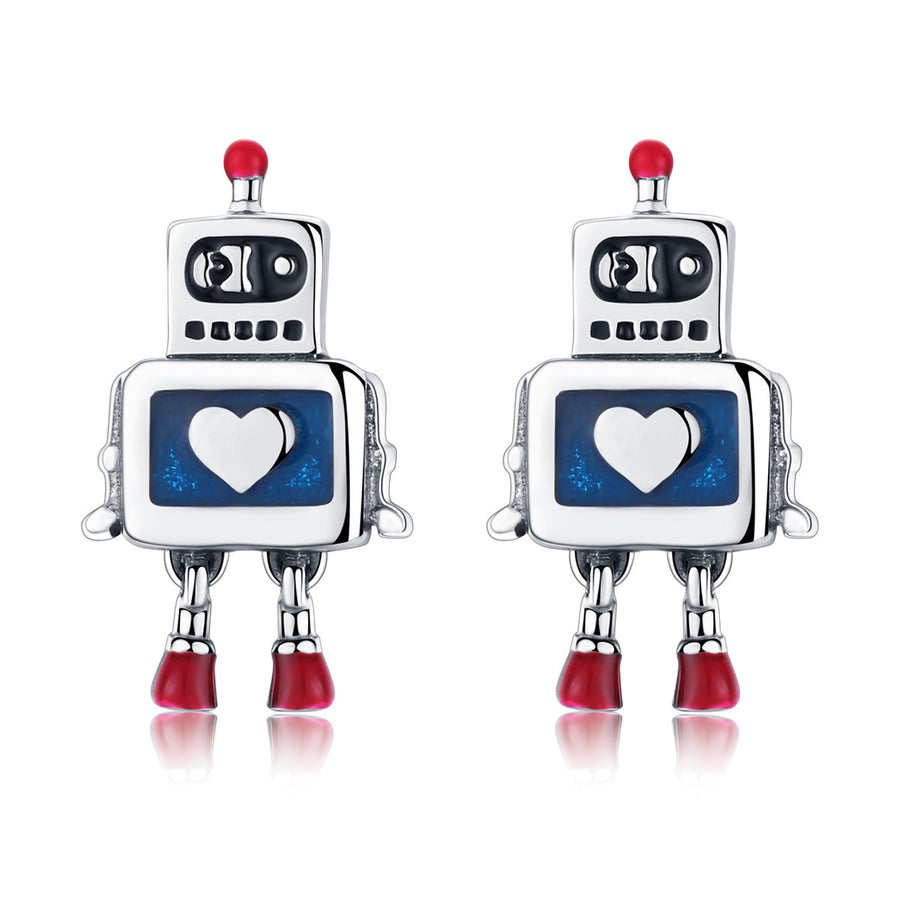 925 Sterling Silver 1.3cm Oxidized Enamel Earrings for Women