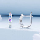 925 Sterling Silver Earrings with CZ in Pavé Setting, 12x3mm, for Women