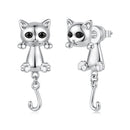 Brass & S925 Silver Earrings | 2.8*1.1cm | White Gold Plated with Pavé Setting CZ for Women