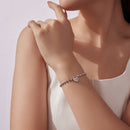 925 Sterling Silver White Gold Plated 17cm Bracelet with CZ Paved Setting for Women