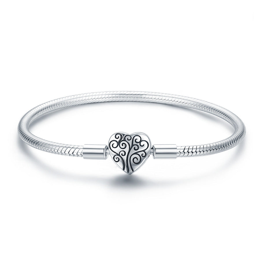 SCB 925 Sterling Silver Bracelet in Classic Style, Size 17.0 for Women