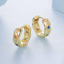 925 Sterling Silver Hoop Earrings with Pavé Setting CZ, 1.3 cm for Women
