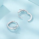 925 Sterling Silver & White Gold Earrings with Pavé Setting CZ - 12x6mm for Women
