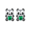 925 Sterling Silver Earrings with Pavé Setting CZ in White and Black Gold
