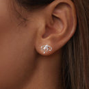 925 Sterling Silver Earrings with Pavé Setting & Oxidized Finish