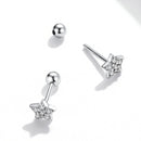 925 Sterling Silver Earrings with Pavé Setting CZ and Platinum Plating - 0.5cm for Women