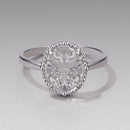 925 Sterling Silver Pavé Setting CZ White Gold Plated Ring with Transparent Glass for Women