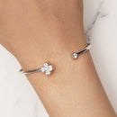925 Sterling Silver Bracelet with Pavé Setting CZ, Inner Diameter 550mm, 2.0mm Wide, Unisex