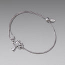 925 Sterling Silver Adjustable Chain Bracelet with White Gold Plating and CZ for Women