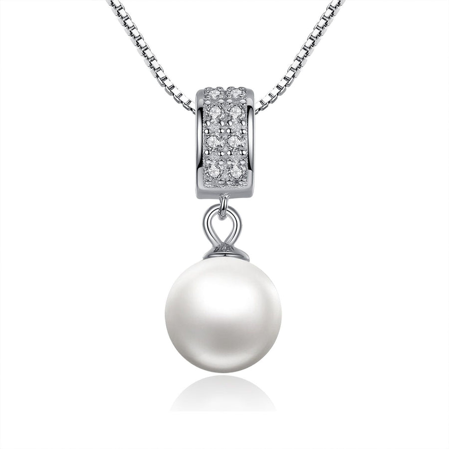 925 Sterling Silver Necklace with Quality Shell Pearl and Pavé Setting CZ
