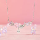 925 Sterling Silver Necklace with CZ & Resin Pendant, 18x39mm, Plated with White Gold