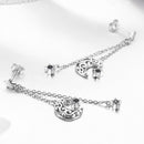 925 Sterling Silver Earrings with Plated Platinum and CZ - 4.4 x 1.0 cm for Women