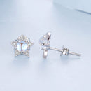 925 Sterling Silver White Gold Plated Moonstone & CZ Earrings