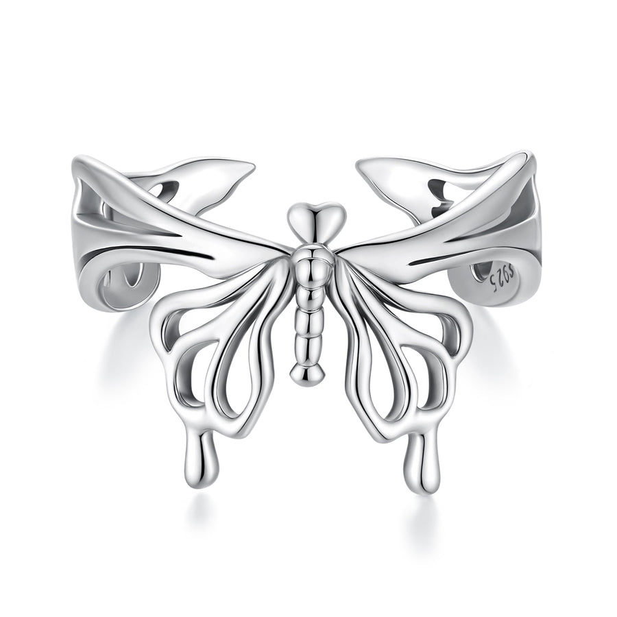 925 Sterling Silver Oxidized Silver 0.2-1.3 cm Adjustable Ring
