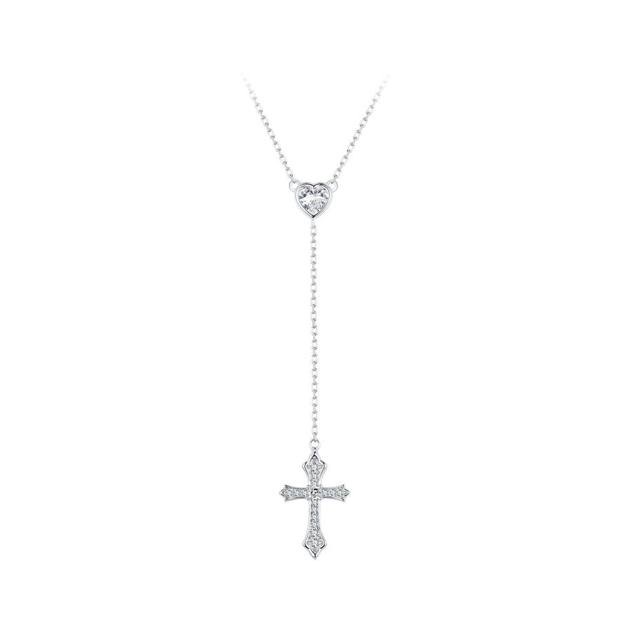 925 Sterling Silver White Gold Plated Necklace with CZ Pavé Setting for Women