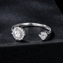 925 Sterling Silver Moissanite 0.5ct & 0.2ct Ring in Size E for Women