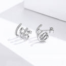 S925 Sterling Silver Platinum Plated Pavé Setting CZ Earrings
