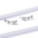 925 Sterling Silver Earrings - 1.4x0.5 cm - Platinum Plated for Women