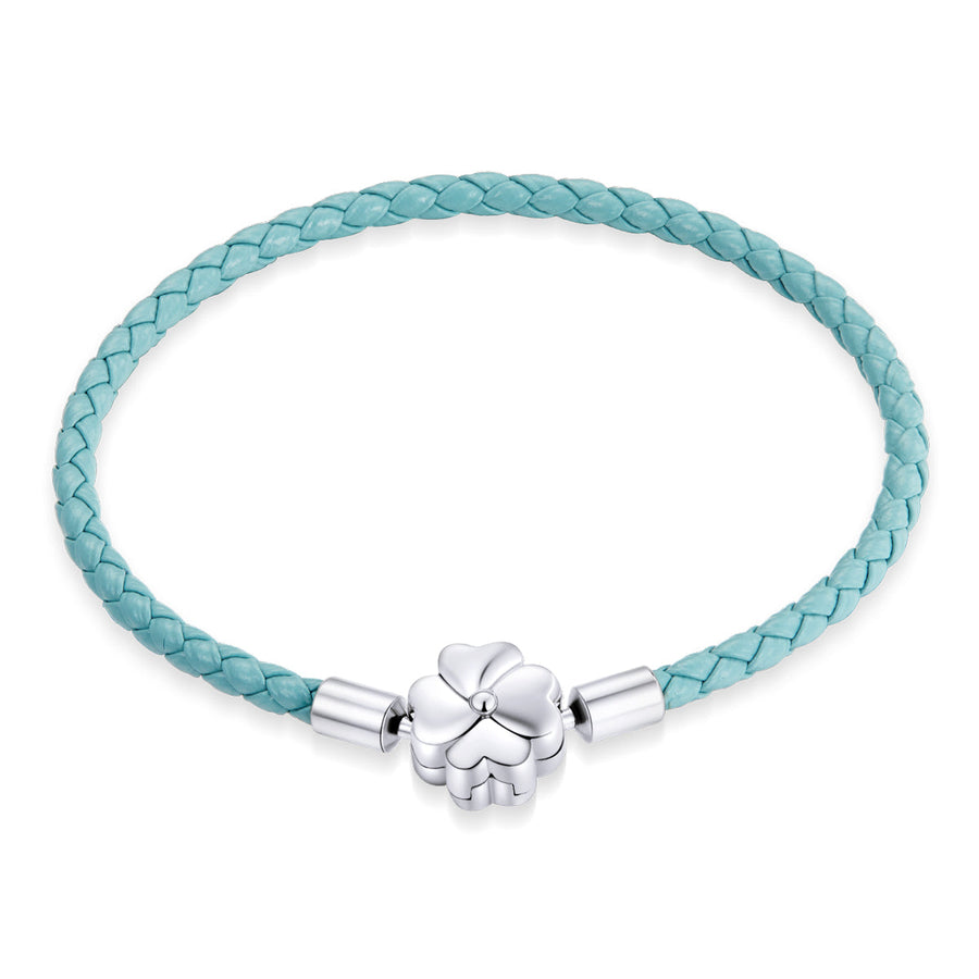 925 Sterling Silver and Leather 17cm Bracelet