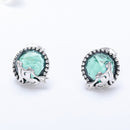 S925 Oxidized Silver Transparent Glass Earrings for Women
