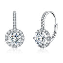 925 Sterling Silver Moissanite Earrings with Pavé Setting, 1.9x1.0cm for Women