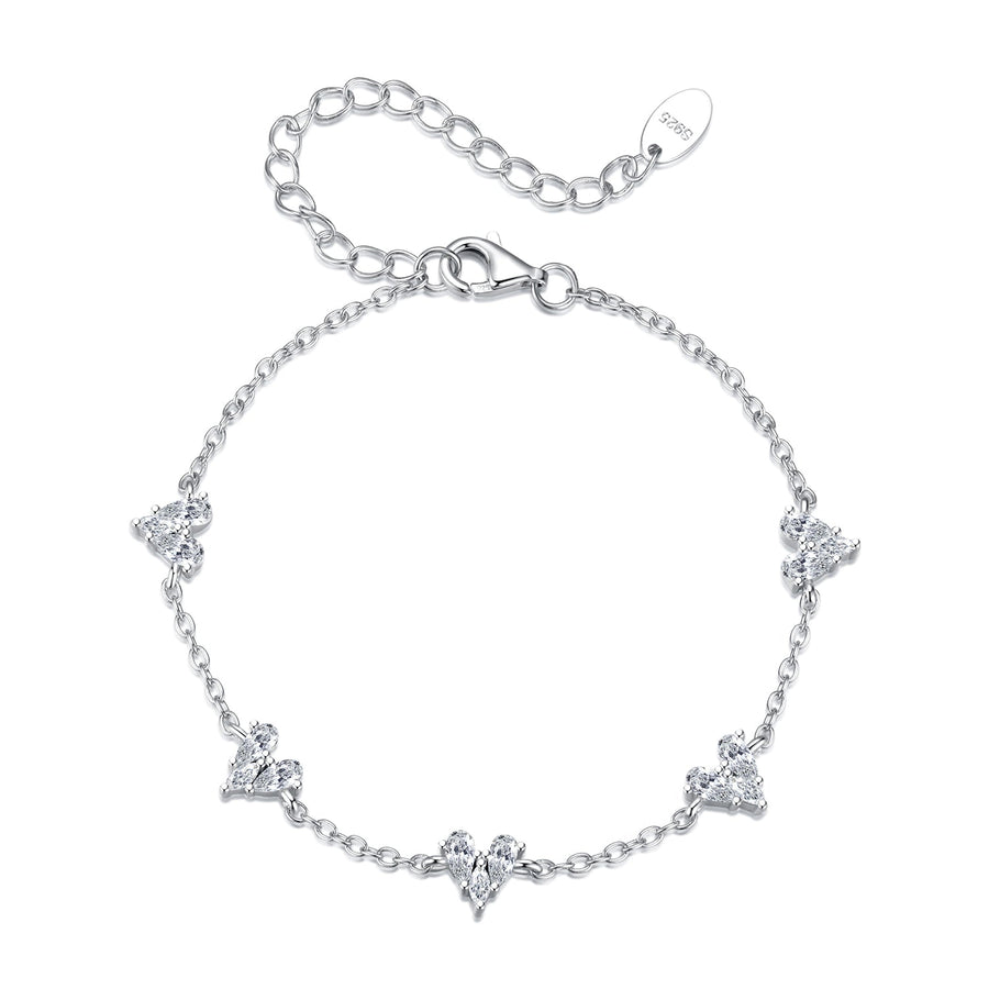 925 Sterling Silver Bracelet with White Gold Plating and CZ Paving for Women