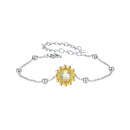 925 Sterling Silver White Gold Plated Bracelet with Transparent Glass Charm for Women
