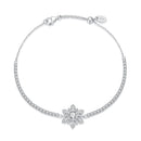 925 Sterling Silver Adjustable Bracelet with Pavé Setting CZ and White Gold Plating for Women