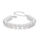 925 Sterling Silver Adjustable White Gold Plated Bracelet with Synthetic Pearl for Women