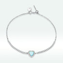 925 Sterling Silver Adjustable Bracelet with Translucent Opal and CZ for Women
