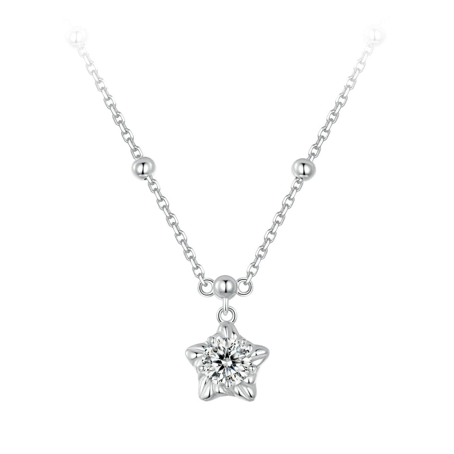 925 Sterling Silver 5mm Moissanite Necklace for Women