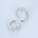 925 Sterling Silver Earrings with Pavé Setting CZ - 1.2*0.65cm, White Gold Plated for Women