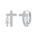 925 Sterling Silver Earrings with Pavé Setting CZ in White Gold, Size 13*8mm for Women